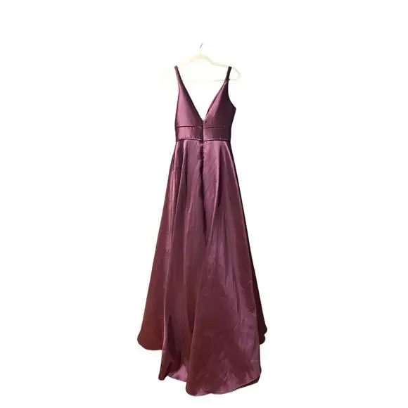 Ieena for MacDuggal the plunge v neck ballroom amethyst purple gown dress 4 - Picture 3 of 12